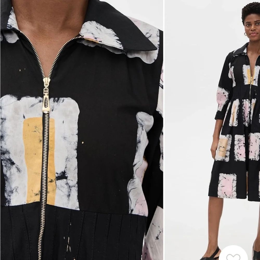 Busayo Yewande Dress in Black Geometric Tie Dye Print - Picture 9 of 9